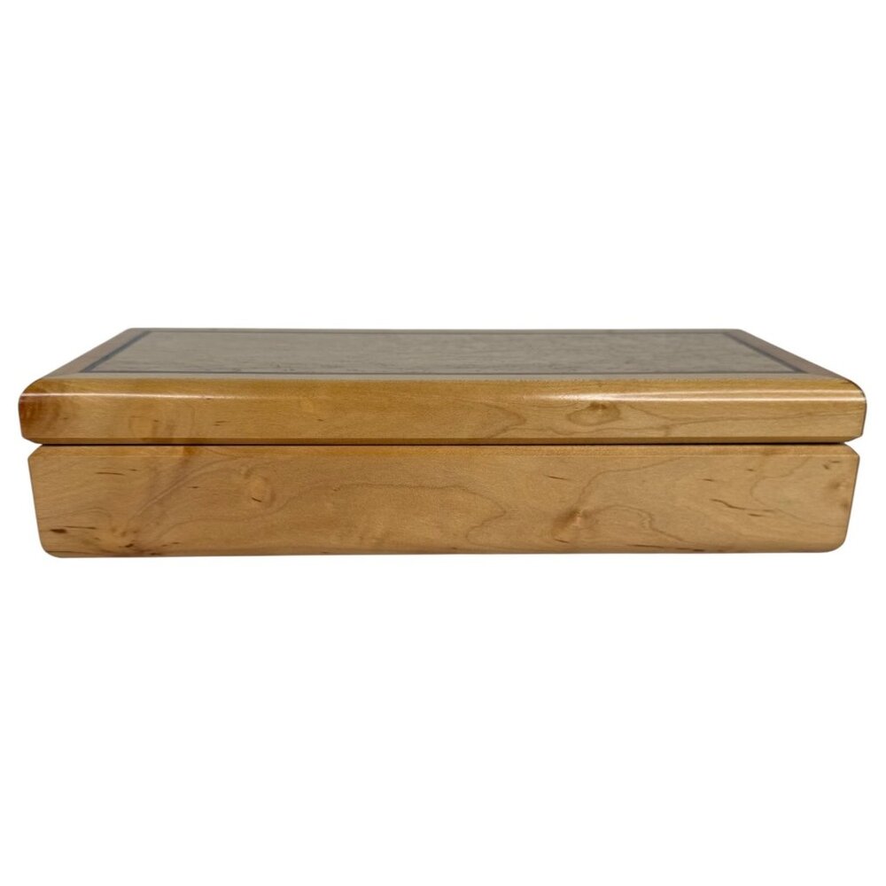 Hand Made Rectangle Wooden Jewelry Box Velvet Lining Hinged Lid Birdseye Maple - Picture 3 of 9